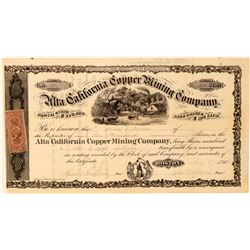 Alta California Copper Mining Co. Stock Certificate  #101494