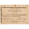 Image 1 : Quartz Rock Mariposa Gold Mining Company Stock Certificate  #107288