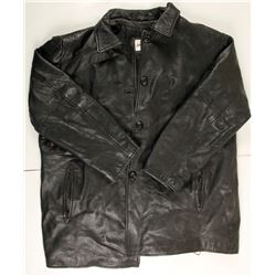 Men's Black Leather Car Coat  #76233