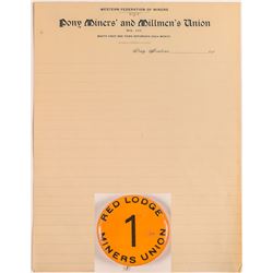 Montana Miners Union Ephemera  #50413