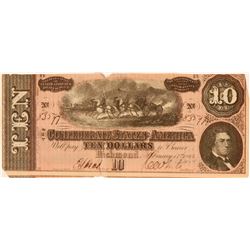 Confederate $10 Bill  #109002