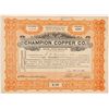 Image 1 : Champion Copper Co. Stock Certificate  #104288