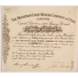 Mountain Chief Mining Company of Utah Stock  #86748