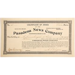 Pasadena News Company Stock  #90464