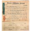 Image 1 : Detroit & Milwaukee Railroad, $1,200 Bond Certificate, 1863  #110304