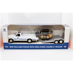 New Holland pickup w/ skid steer loader & trailer 1:32