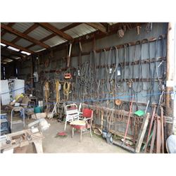 MISC. BELTS, CHAINS, EXTENSION CORDS, VISE, PARTS