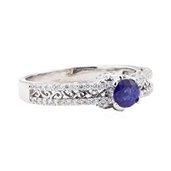 1.10 ctw Sapphire And Diamond Ring - 14KT White Gold