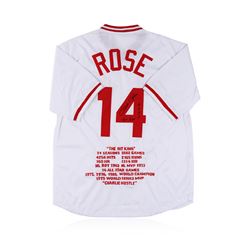 Cincinnati Reds Pete Rose Autographed Jersey With Stats