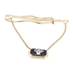 Tie Clip with Black Onyx - 10KT Yellow Gold