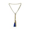 Double Leather Tassel Chain Necklace - Gold Plated