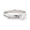 1.06 ctw Diamond Ring Soldered To Wedding Band - 14KT White Gold