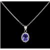 1.98 ctw Tanzanite and Diamond Pendant - 14KT White Gold