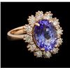 4.45 ctw Tanzanite and Diamond Ring - 14KT Rose Gold