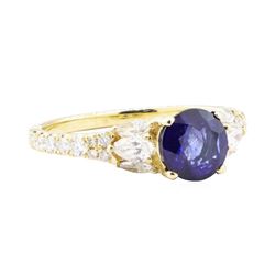 2.21 ctw Sapphire And Diamond Ring - 14KT Yellow Gold