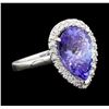 Image 1 : 4.06 ctw Tanzanite and Diamond Ring - 14KT White Gold