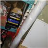 Image 1 : 2 TENNIS RACKETS, BOCCE BALLS, AND WOOD CARRY CASE W/ AC DELCO BATTERY AND ROLL OF POLY PLASTIC
