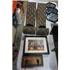 Image 2 : LOT OF METAL WALL ART, WALL SHELF, AND MIRROR