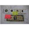 Image 1 : 1920 USA $2 BILL RED SEAL, WITH .900 SILVER 50 CENTAVAS, .750 SILVER 20 CENTAVAS AND FIVE 1 CENTAVAS