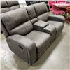 Image 2 : BRAND NEW PERTH RECLINING SOFA AND LOVESEAT, GREY PALOMINO FABRIC,WITH CONSOLE AND CUPHOLDERS, RETAI