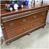 Image 2 : 2 PC ANTIQUE 6 DRAWER BUFFET AND MIRRORED HUTCH