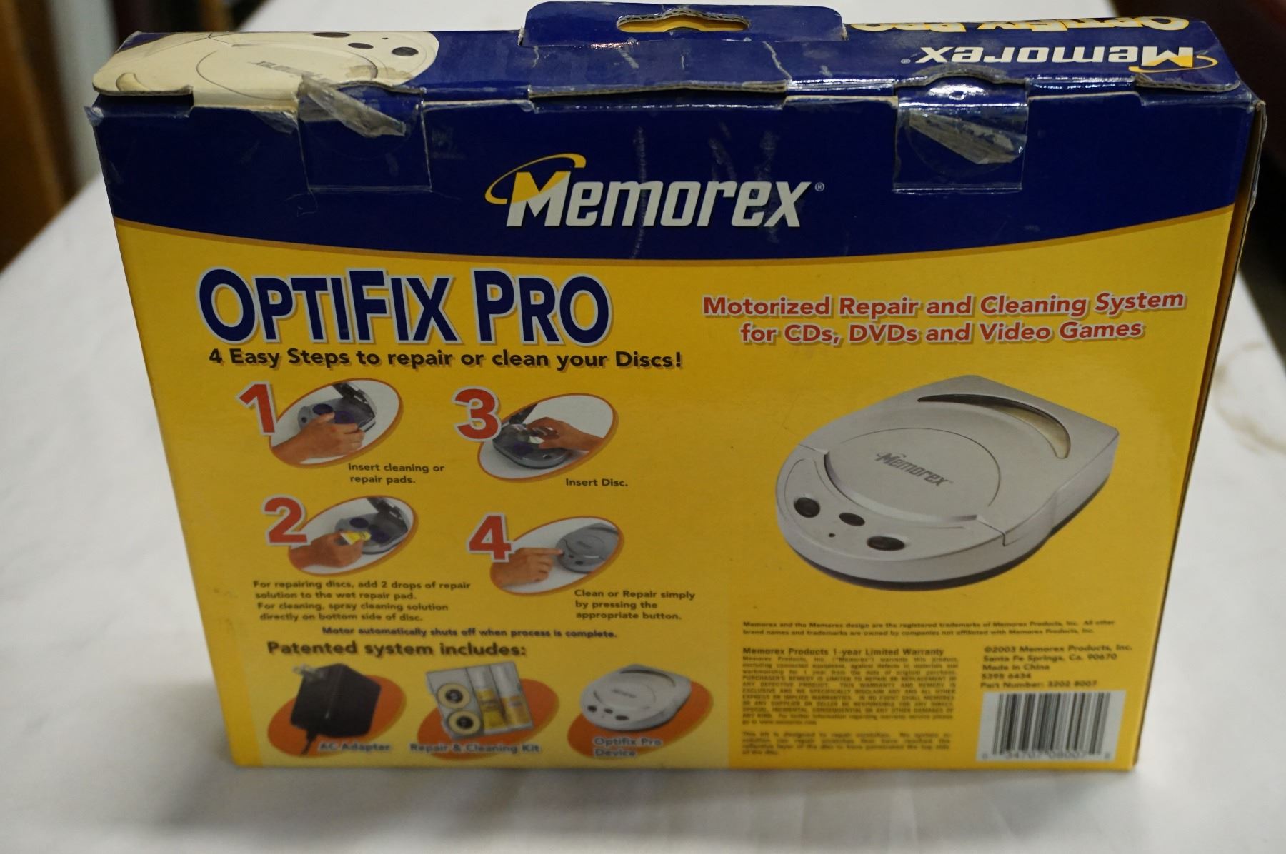 AS NEW IN BOX MEMOREX OPTI FIX REPAIR MACHINE FOR DVDS AND CDS