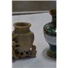 Image 2 : CLOISONNE VASE AND CARVED STONE DOUBLE VASE