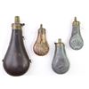 Image 1 : Collection of 4 antique powder flasks largest maked Batty 1828, all complete and in working order.la