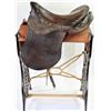 Image 2 : Early unmarked Plantation style saddle in brown leather built with 13" seat, brass embossed rossetts