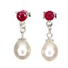 Image 1 : Stunning Natural Pearl & Red Ruby Earrings