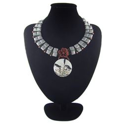 Natural Multi-Color Stone Diamond Polished Necklace