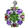 Image 1 : Natural RHODOLITE AMETHYST CHROME DIOPSIDE Pendant
