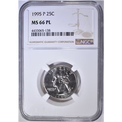 1995-P WASHINGTON QUARTER, NGC MS-66 PL