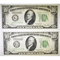 2 1928-B $10 FEDERAL RESERVE NOTE  GEM UNC