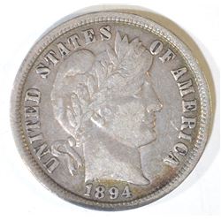 1894 BARBER DIME  ORIGINAL XF/AU