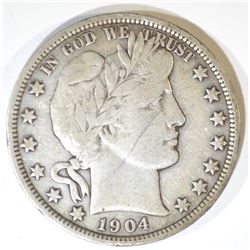 1904-O BARBER HALF DOLLAR  SOLID VF+