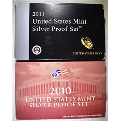 2010 & 2011 U.S. SILVER PROOF SETS ORIG PACKAGING