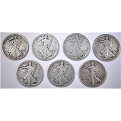 7-CIRC 1917 WALKING LIBERTY HALF DOLLARS