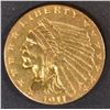 Image 1 : 1911 $2.5 GOLD INDIAN  BU