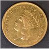 Image 1 : 1862 $3 GOLD INDIAN PRINCESS  CH AU/UNC