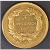 Image 2 : 1862 $3 GOLD INDIAN PRINCESS  CH AU/UNC