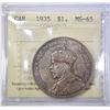 Image 1 : 1935 SILVER DOLLAR CANADA  ICCS GEM BU