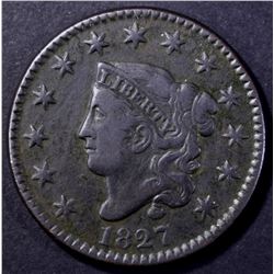 1827 MATRON HEAD LARGE CENT VF/XF