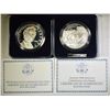 Image 1 : 2- PROOF SILVER DOLLAR COMMEMS IN BOX W/ COA