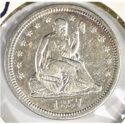 1857-O LIBERTY SEATED QUARTER XF