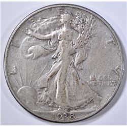 1938-D WALKING LIBERTY HALF DOLLAR, XF