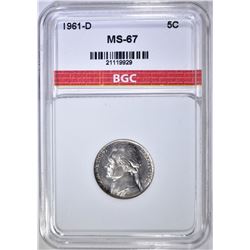 1961-D JEFFERSON NICKEL, BGC SUPERB GEM BU