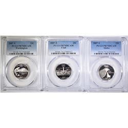 3- 2007-S WASHINGTON QTRS, PCGS PR-70 DCAM