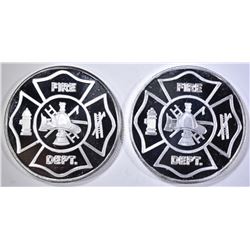 2-FIRE DEPT ONE OUNCE .999 SILVER ROUNDS