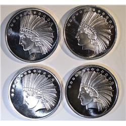 4- 1oz .999 EAGLE SILVER ROUNDS